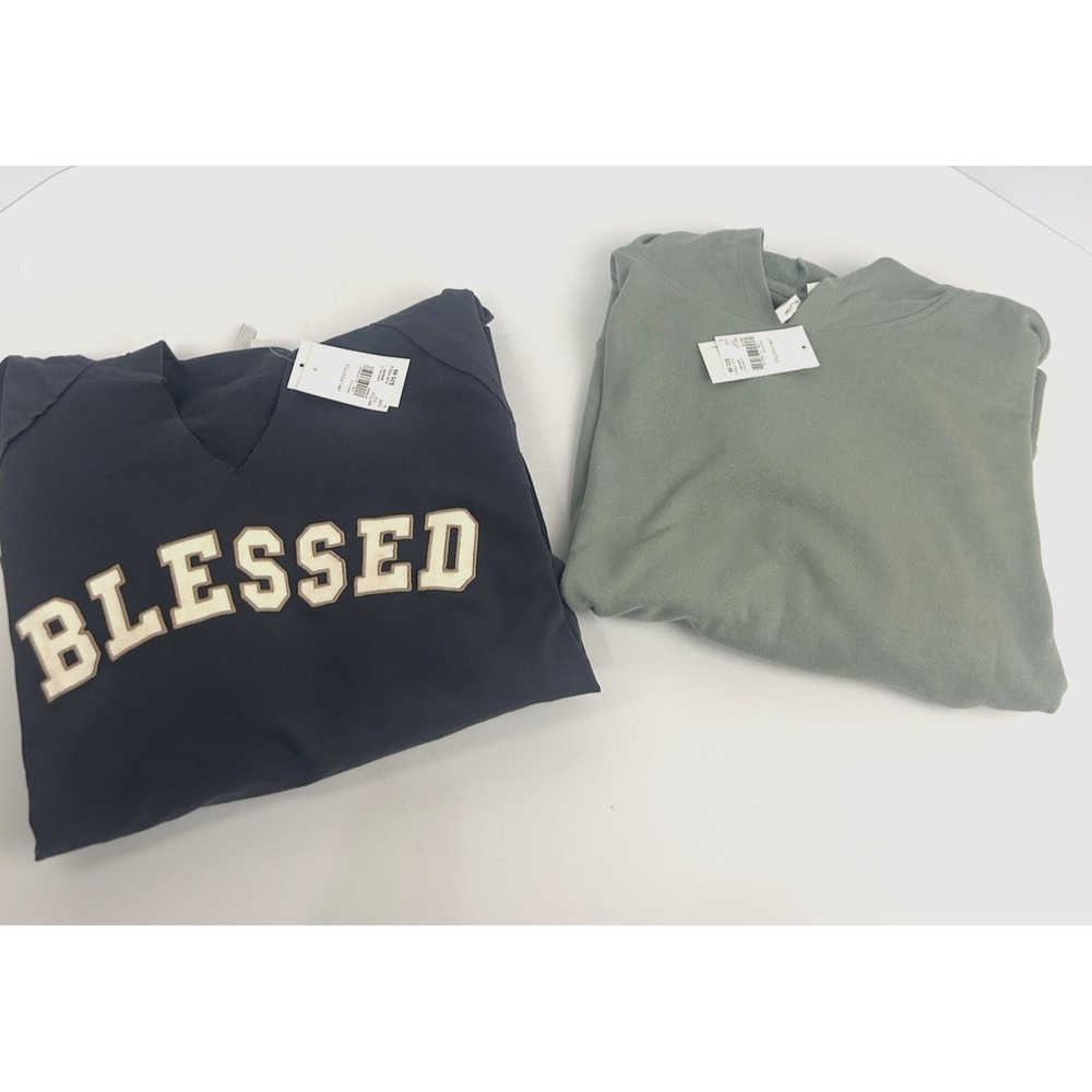 NWT SET of 2 Life Style Live Well Pullovers LS light weight casual tops Size L